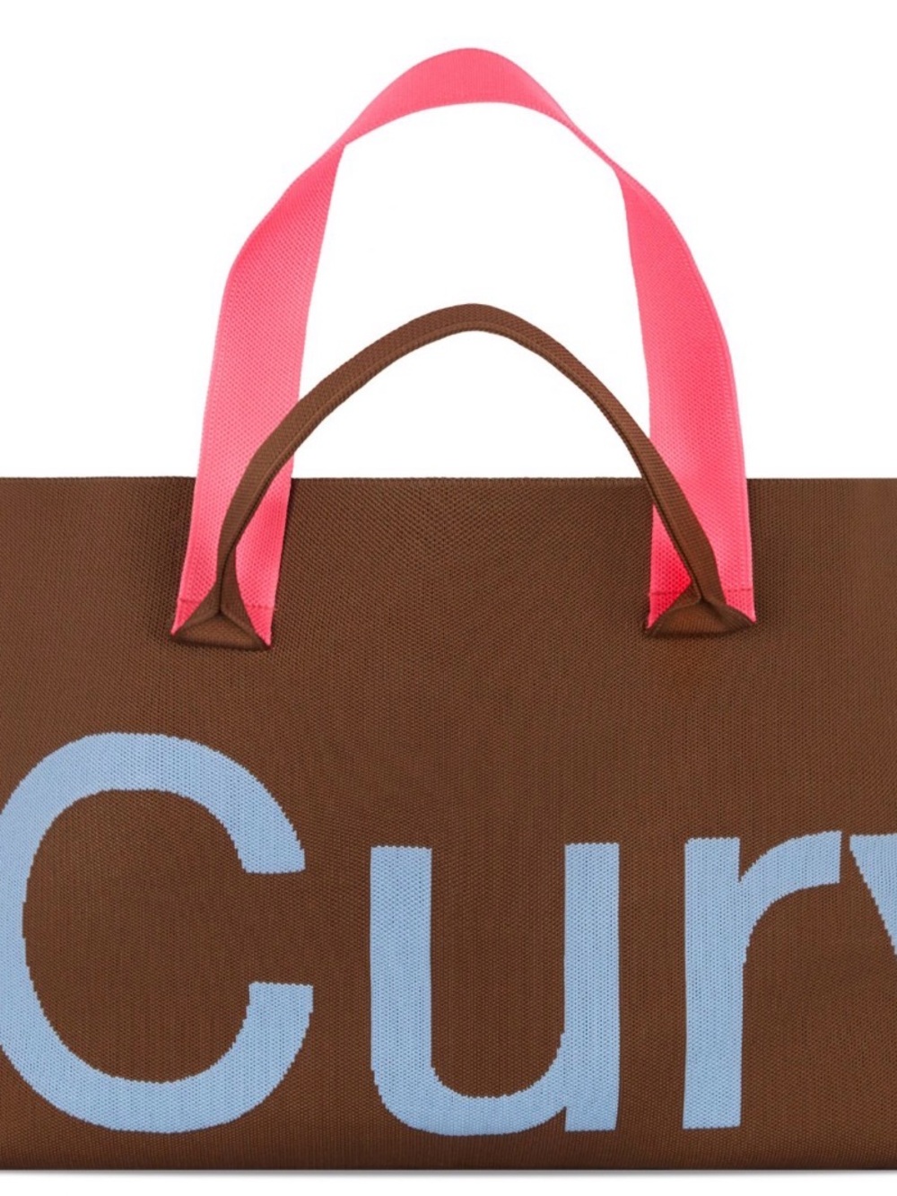 Curves by Sean Brown Mocha color Bag with Light Blue Accent and Pink Tab